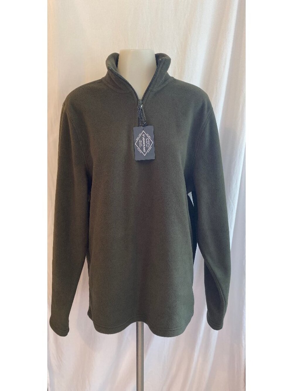 St. John's Bay NWT Olive Green Fleece Quarter Zip Pullover